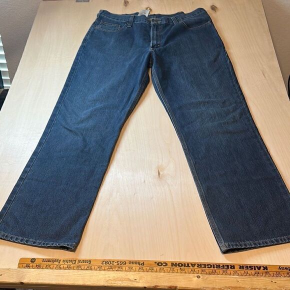 Carhartt Denim Jeans Men's‎ 38X32 Relaxed Fit Blue With Fade Distressed 100115 - Picture 3 of 6